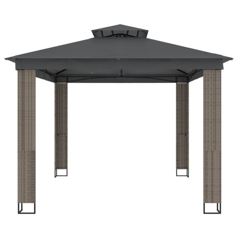 Prieel met dubbel dak 3,94x2,96 m staal antracietkleurig