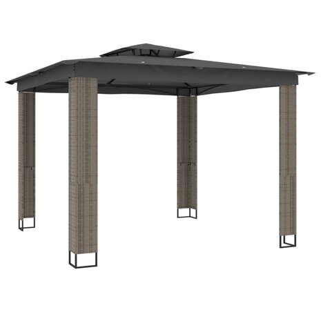 Prieel met dubbel dak 2,94x2,94 m staal antracietkleurig