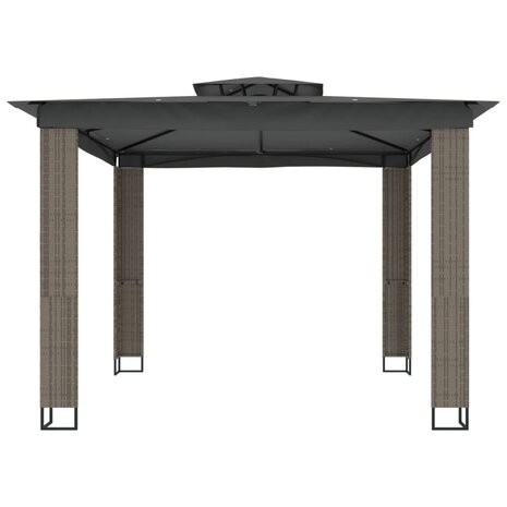 Prieel met dubbel dak 2,94x2,94 m staal antracietkleurig