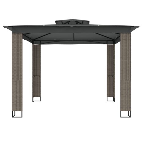 Prieel met dubbel dak 2,94x2,94 m staal antracietkleurig