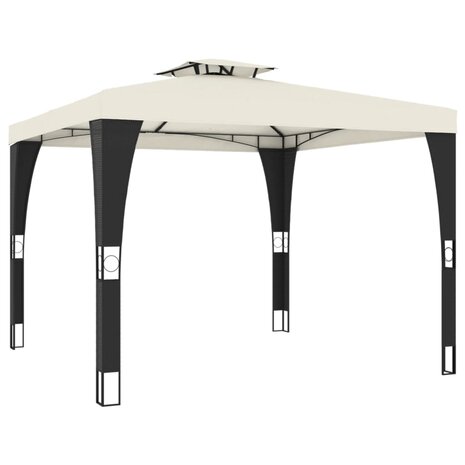 Prieel met dubbel dak 2,98x2,98 m staal crèmekleurig