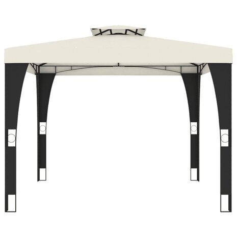 Prieel met dubbel dak 2,98x2,98 m staal crèmekleurig