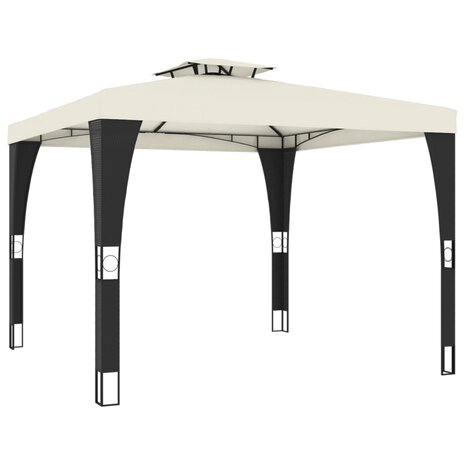 Prieel met dubbel dak 2,98x2,98 m staal crèmekleurig