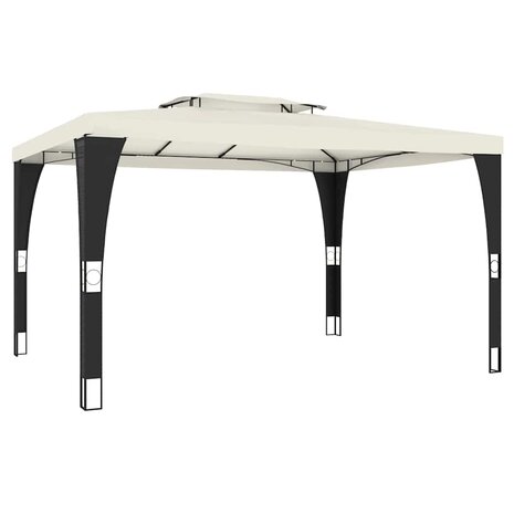 Prieel met dubbel dak 3,98x2,98 m staal crèmekleurig