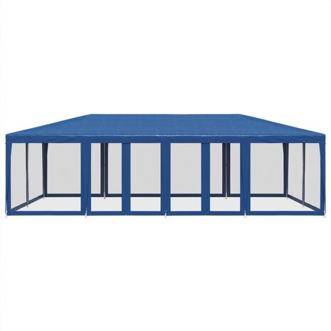 Partytent met 12 mesh zijwanden 8x4 m HDPE blauw