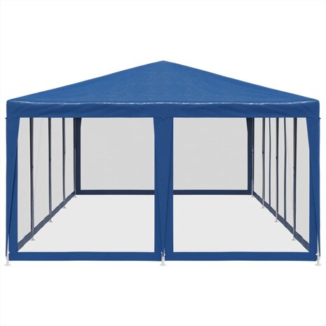 Partytent met 12 mesh zijwanden 8x4 m HDPE blauw