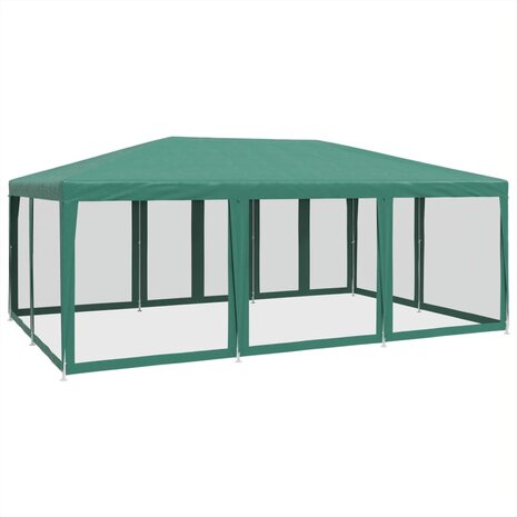 Partytent met 10 mesh zijwanden 6x4 m HDPE groen