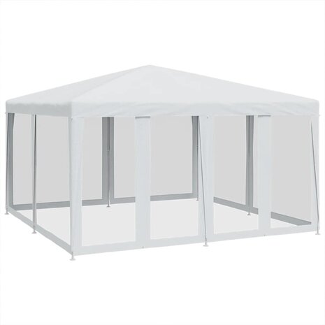 Partytent met 8 mesh zijwanden 4x4 m HDPE wit