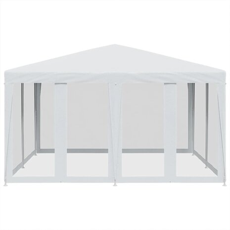 Partytent met 8 mesh zijwanden 4x4 m HDPE wit