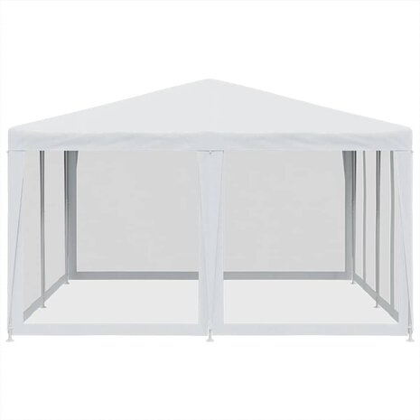 Partytent met 8 mesh zijwanden 4x4 m HDPE wit