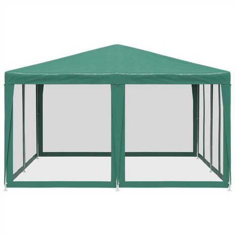Partytent met 8 mesh zijwanden 4x4 m HDPE groen