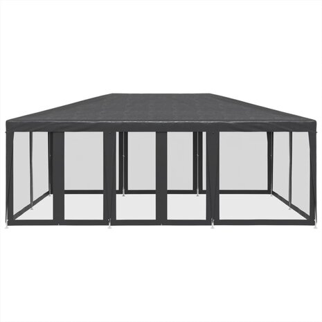 Partytent met 10 mesh zijwanden 6x4 m HDPE antracietkleurig