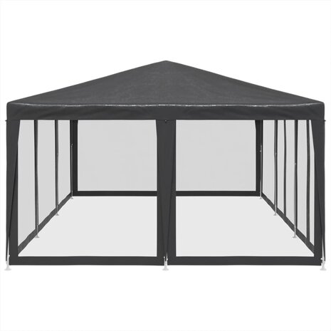Partytent met 10 mesh zijwanden 6x4 m HDPE antracietkleurig