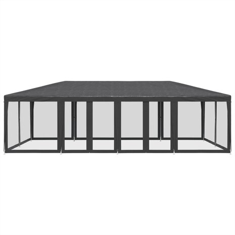 Partytent met 12 mesh zijwanden 8x4 m HDPE antracietkleurig