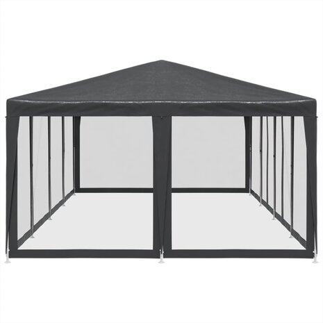 Partytent met 12 mesh zijwanden 8x4 m HDPE antracietkleurig