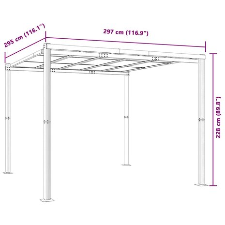 Tuinpaviljoen 3x3 m aluminium antracietkleurig