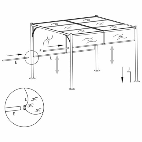 Pergola met uittrekbaar dak 180 g/m² 3x3 m taupe