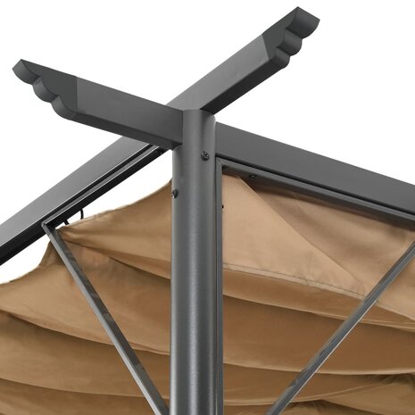 Pergola met uittrekbaar dak 180 g/m² 3x3 m staal taupe