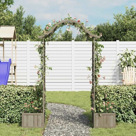 Pergola met plantenbak massief vurenhout grijs