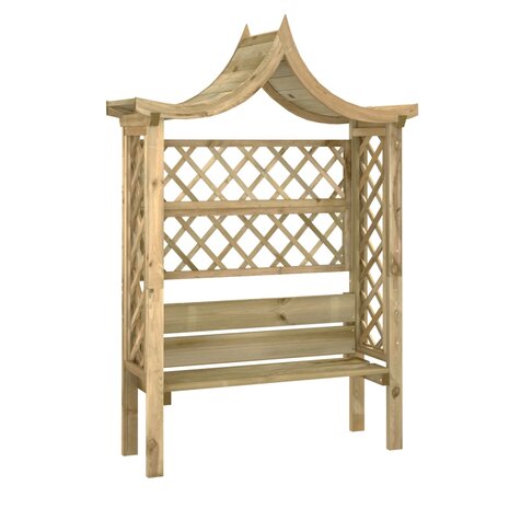 Pergola met dak en bank geïmpregneerd grenenhout