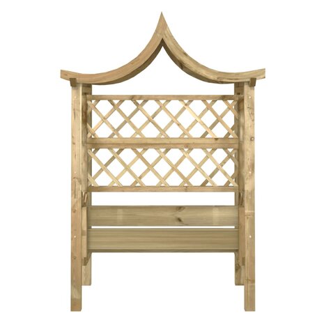 Pergola met dak en bank geïmpregneerd grenenhout