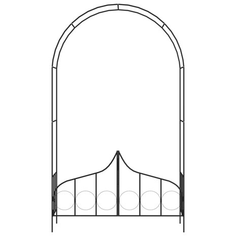 Tuinboog met hek 138x40x238 cm ijzer zwart
