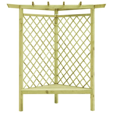 Hoekpergola met zitting 130x130x197 cm geïmpregneerd grenenhout