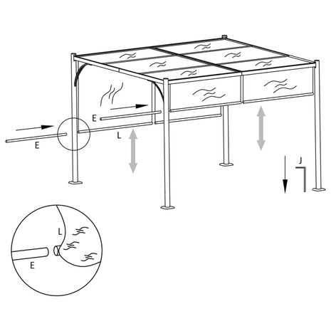 Pergola met verstelbaar dak 3x3 m staal crèmewit