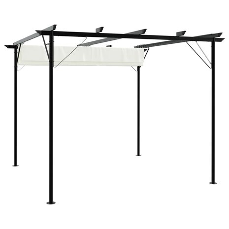 Pergola met uitschuifbaar dak 3x3 m staal crémewit