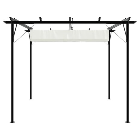 Pergola met uitschuifbaar dak 3x3 m staal crémewit