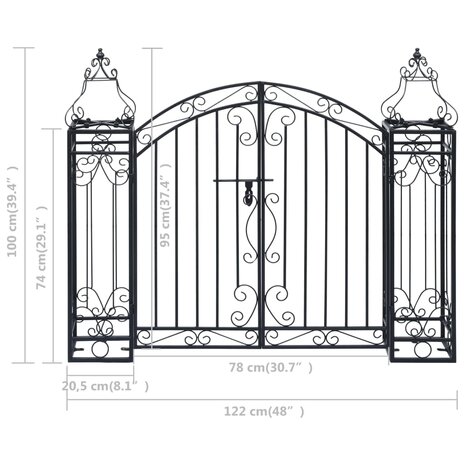 Poort decoratief 122x20,5x100 cm smeedijzer