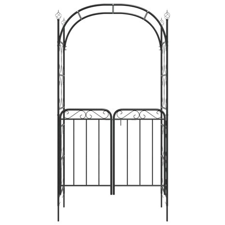 Tuinboog met poort 108x45x235 cm staal zwart