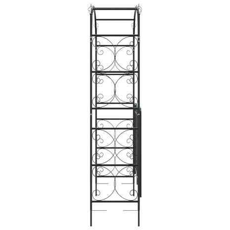 Tuinboog met poort 108x45x235 cm staal zwart
