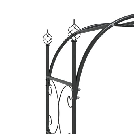 Tuinboog met poort 108x45x235 cm staal zwart