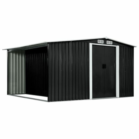 Tuinschuur met schuifdeuren 329,5x312x178 cm staal antraciet