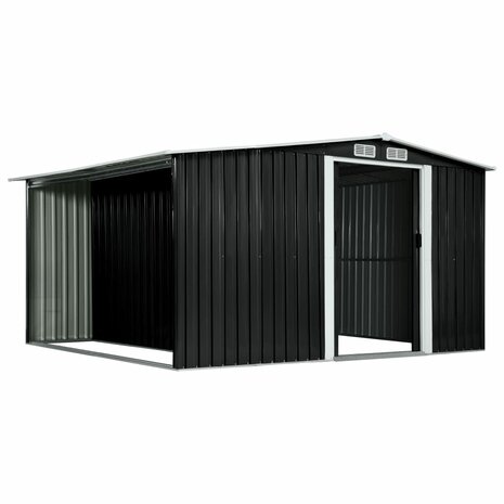 Tuinschuur met schuifdeuren 329,5x312x178 cm staal antraciet