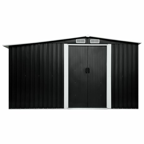 Tuinschuur met schuifdeuren 329,5x312x178 cm staal antraciet