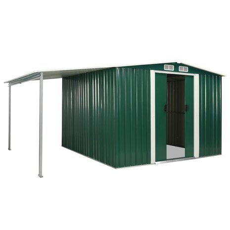 Tuinschuur met schuifdeuren 386x259x178 cm staal groen