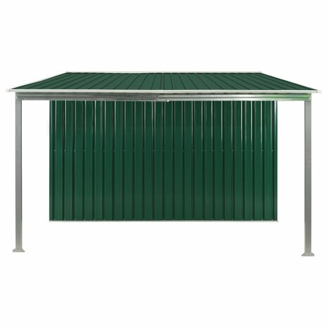 Tuinschuur met schuifdeuren 386x259x178 cm staal groen