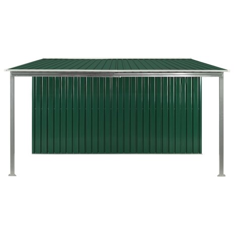 Tuinschuur met schuifdeuren 386x312x178 cm staal groen