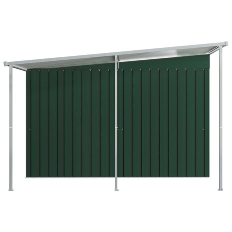 Tuinschuur met verlengd dak 336x270x181 cm staal groen