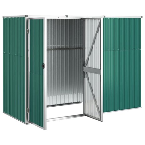 Tuinschuur 225x89x161 cm gegalvaniseerd staal groen
