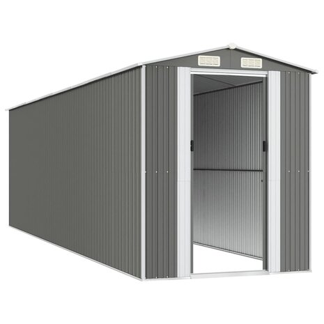 Tuinschuur 192x689x223 cm gegalvaniseerd staal lichtgrijs