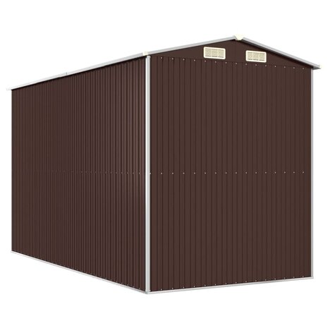 Tuinschuur 192x357x223 cm gegalvaniseerd staal donkerbruin