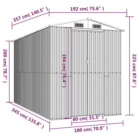 Tuinschuur 192x357x223 cm gegalvaniseerd staal groen