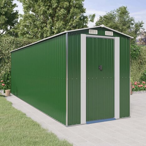 Tuinschuur 192x606x223 cm gegalvaniseerd staal groen