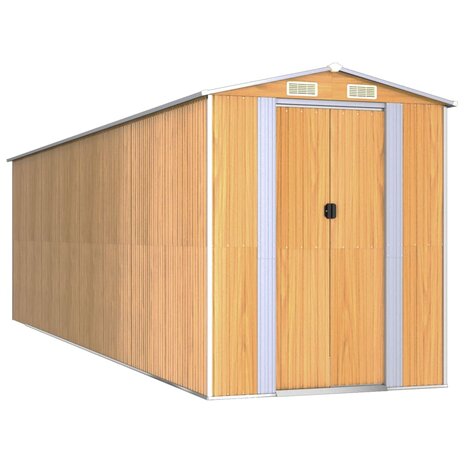 Tuinschuur 192x689x223 cm gegalvaniseerd staal lichtbruin