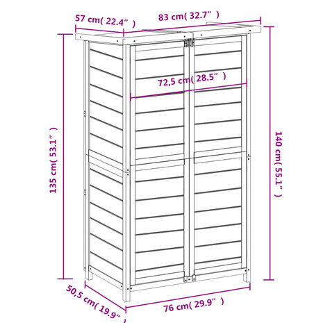 Tuinschuur 83x57x140 cm massief grenenhout grijs