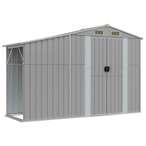 Tuinschuur 277x93x179 cm gegalvaniseerd staal grijs
