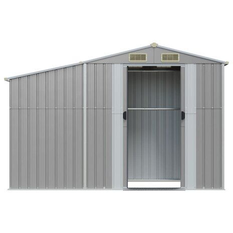 Tuinschuur 277x93x179 cm gegalvaniseerd staal grijs